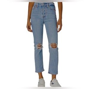 Levi’s Wedgie Straight‎ Distressed Jeans Ripped 28 High rise Hidden button fly